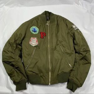 TopShop Bomber Jacket - Army Olive Green with Moto Patches Women's Size US 4